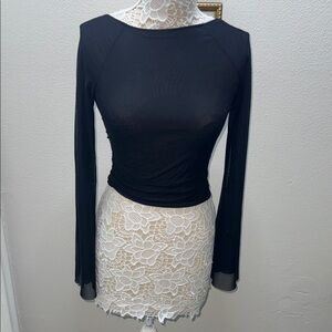 Elegant Black Long Sleeve Women's Top